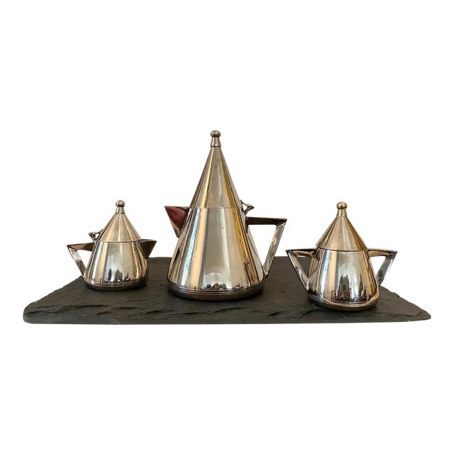 Postmodern Memphis-Style Tea Set, Set of 4 Pieces (After Michael Graves) For Sale