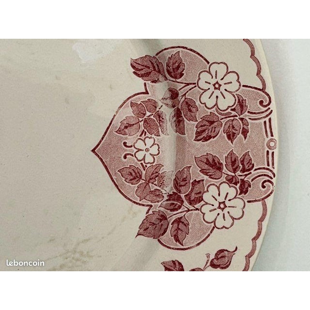 Antique Terre De Fer Dinner Plates with Biarritz Pattern from U&C Sarreguemines, 1900s, Set of 6 For Sale - Image 3 of 7