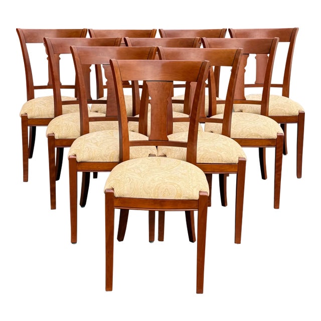 Grange Furniture Solid Cherry Dining Chairs Made in France - Set of 10 For Sale