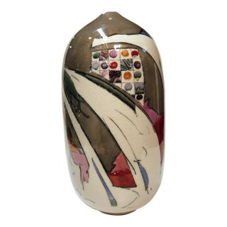 Modern Polychrome Ceramic Vase For Sale