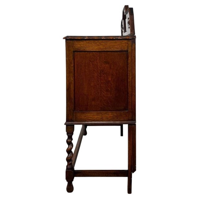 Antique English Edwardian Golden Oak Sideboard For Sale - Image 11 of 13