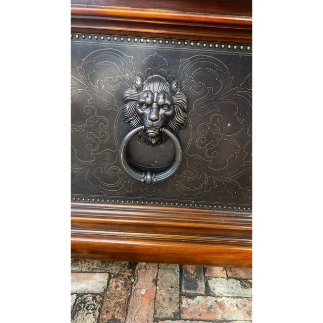 2010s Theodore Alexander William and Mary Style Etched Brass Cocktail Table For Sale - Image 11 of 13