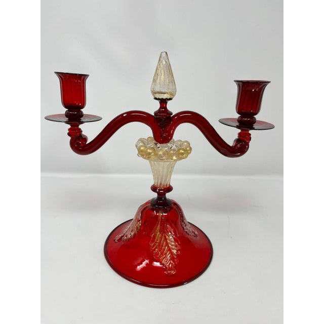Vintage Murano Glass Candelabras For Sale - Image 11 of 12