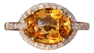 The 88th Avenue: Checkerboard Cut Citrine and Diamond Ring in Yellow Gold