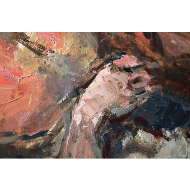 Beige Janis Rikmanis, At the Autumn Garden, Oil on Cardboard For Sale - Image 8 of 9