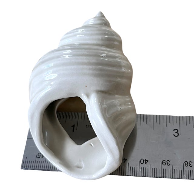 White 1980s Coastal White Ceramic Seashell Napkin Rings - Set of Six For Sale - Image 8 of 9