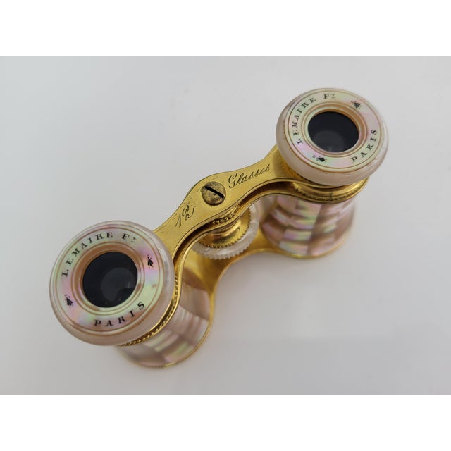 Antique Lemaire Fi Paris Mother of Pearl Inlay Opera Glasses Binoculars & Case For Sale In Portland, OR - Image 6 of 13