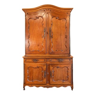 French Louis XV Period 1750s Cherry Buffet à Deux-Corps with C-Scroll Motifs For Sale