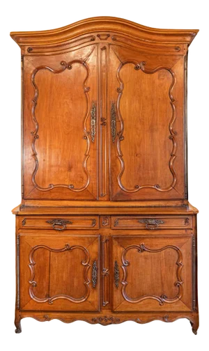 French Louis XV Period 1750s Cherry Buffet à Deux-Corps with C-Scroll Motifs