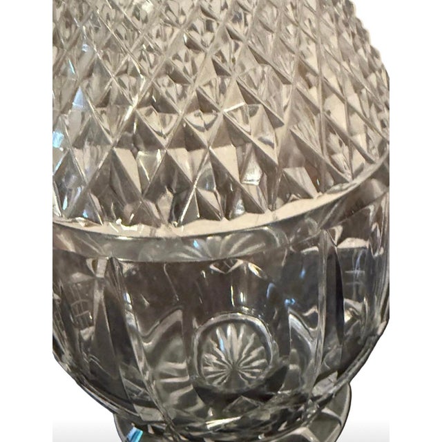 Vintage Cut Crystal Decanter With Matching Stopper and Starburst Base, 15.5”h For Sale - Image 4 of 5