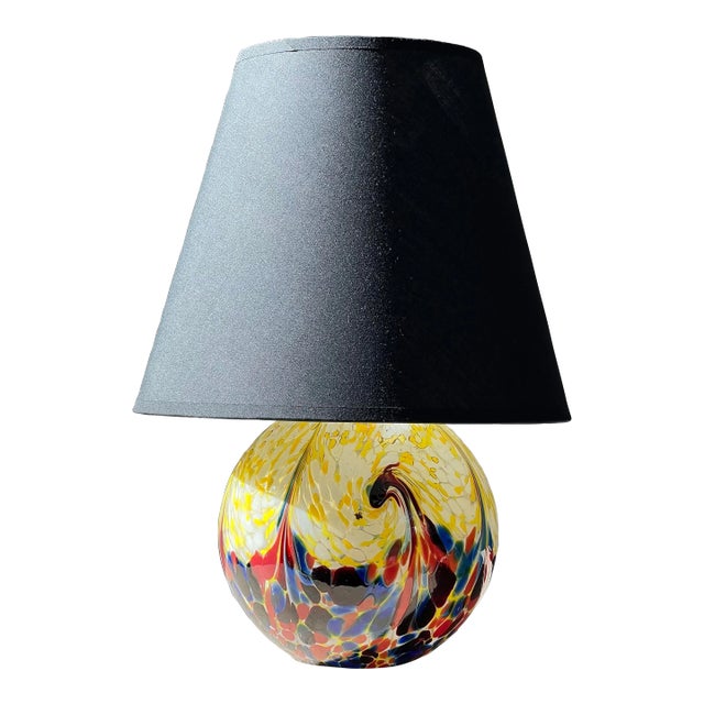Art Glass Globe Table Lamp, 20th Century For Sale