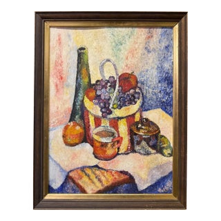 A Continental Impressionist Oil on Board Still Life Painting For Sale