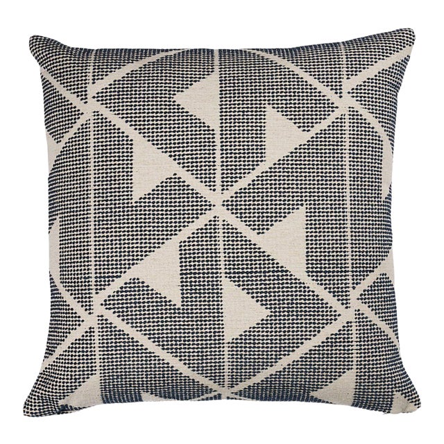 Schumacher Sierra 22" Pillow in Indigo For Sale