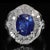 Blue Gia Certified 4.15 Carat Oval Thai Sapphire & Diamond in Platinum Vintage Ring, Size 7 For Sale - Image 8 of 10