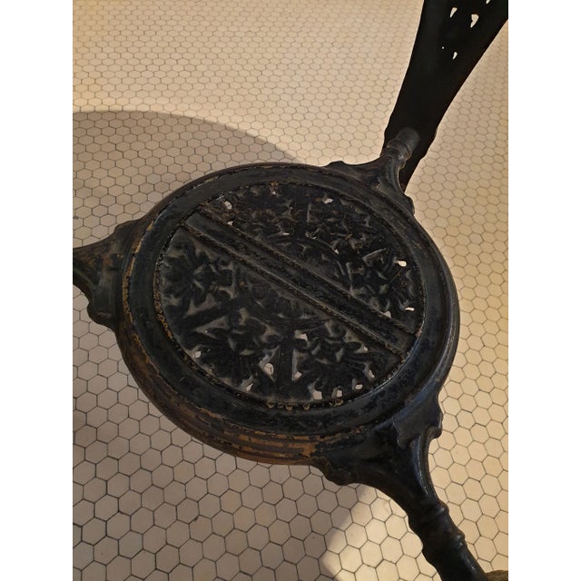 Brown Round Cast Iron Structure Coffee Table With Golden Medallions, Wooden Top & Leather For Sale - Image 8 of 15