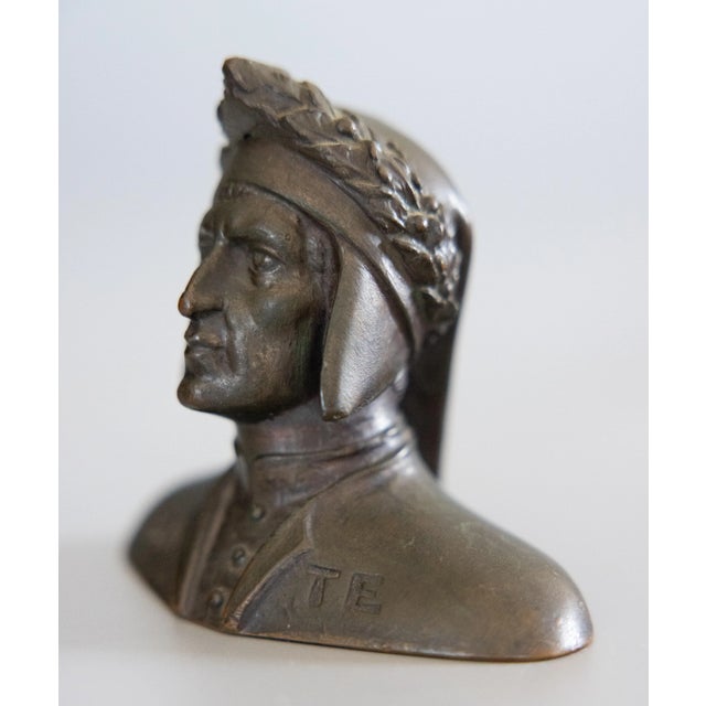 19th Century Italian Grand Tour Souvenir Bronze Bust of Dante Alighieri For Sale In Houston - Image 6 of 7