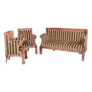 Biedermeier Seating Set in Walnut, 1830s, Set of 3 For Sale