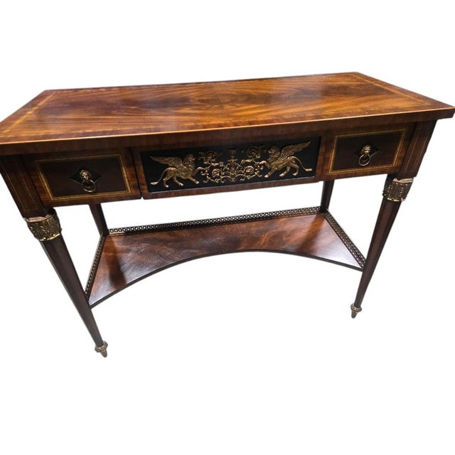 Brown Late 20th Century Maitland-Smith Neoclassical Mahogany Console Table With Ormolu Mounts For Sale - Image 8 of 8