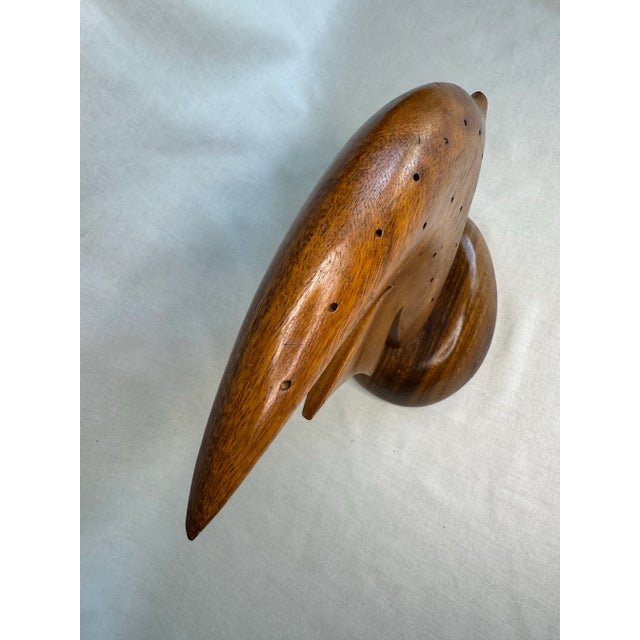 Brown Mid Century Nautical Angelfish Solid Wood Tabletop Sculpture For Sale - Image 8 of 9