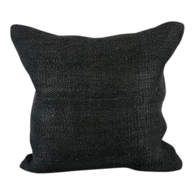 20 x 20 Hemp Pillow Turkish Cushion Natural Grayish Black Pillow Cushion Cover For Sale