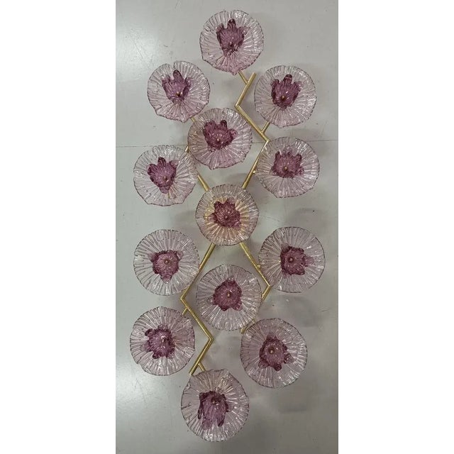 2000 - 2009 Mid-Century Art Glass and Brass Wall Light For Sale - Image 5 of 9