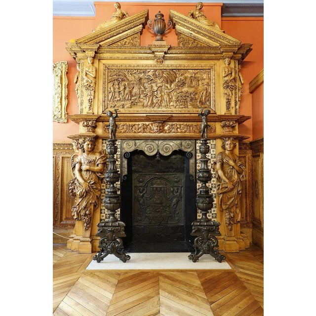 Large Renaissance Style Andirons in Patinated Bronze, 1880S, Set of 2 For Sale - Image 3 of 18