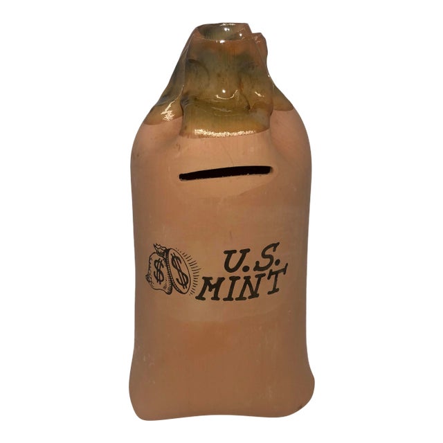 U.S. Mint Italy Ceramics Scuro Bisignano Terracotta Money Bag Bank For Sale