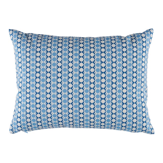 Schumacher Posy I/O 12" Lumbar Pillow In Indigo For Sale