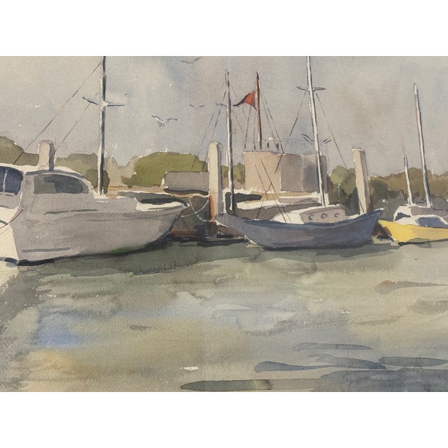 Traditional 1990s Large Watercolor of Charleston Harbor by Zenobia Stockton For Sale - Image 3 of 6