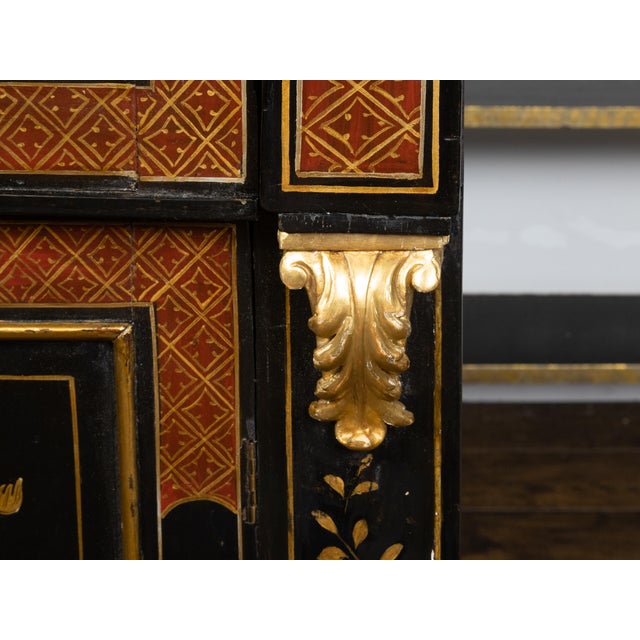 Black English 19th Century Black and Gold Secretary Bookcase with Chinoiserie Décor For Sale - Image 8 of 12