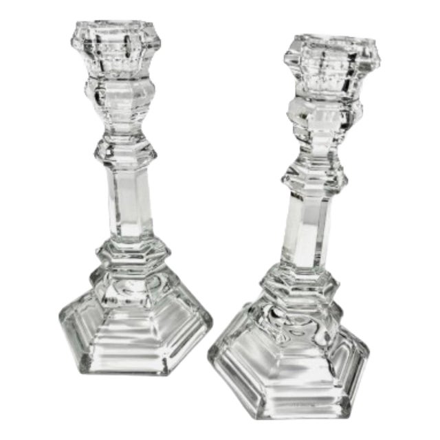 Tiffany & Co. Crystal Candlestick Acid Etched Mark - A Pair For Sale