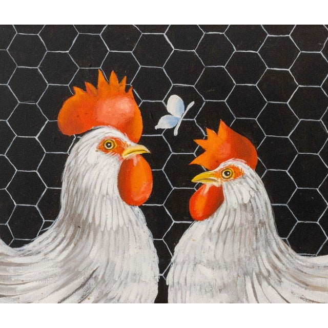 Contemporary Chickens and Eggs Oil on Canvas For Sale - Image 3 of 8