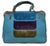 Contemporary Late 20th Century Roberta DI Camerino Blue Linen Handbag For Sale - Image 3 of 8