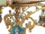 1910s Cast Brass Semi Flush Ceiling Light With Red and Blue Embellishments Circa 1915 For Sale - Image 16 of 16