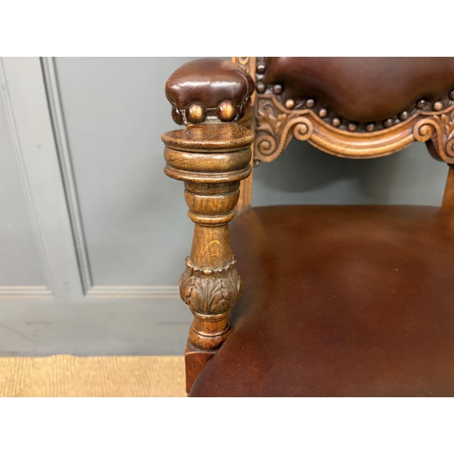 Carved Oak High Back Chairs, 1900, Set of 8 For Sale - Image 9 of 18
