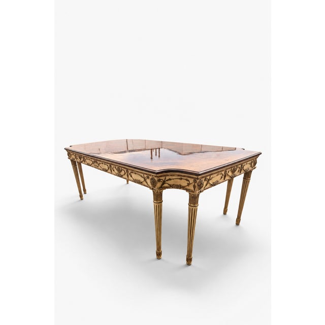 Ivory 1990s e.j. Victor Attributed Newport Historic Collection Neoclassical Gilt Dining Table For Sale - Image 8 of 17