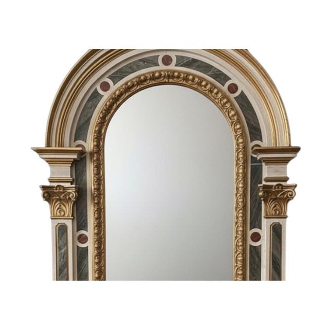 Monumental Late 18th C. Italian Venetian Mirror W/ Faux Marble & Carved Giltwood For Sale - Image 4 of 9