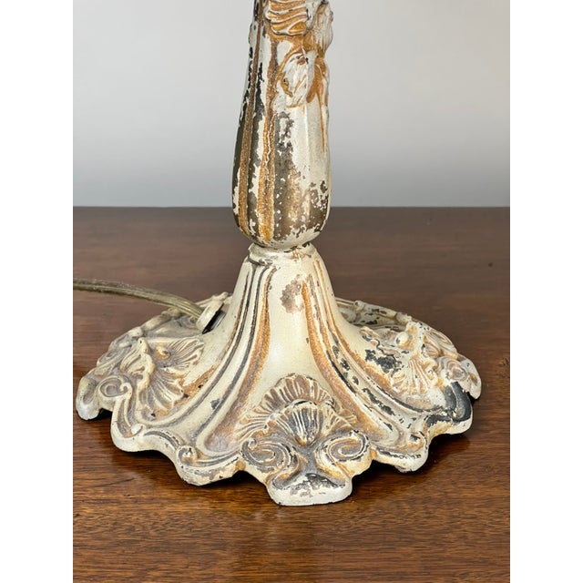 Vintage Art Nouveau Slag Glass Two-Light Table Lamp, C. 1935–1955 For Sale In Boston - Image 6 of 10