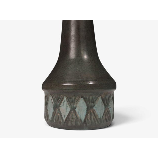 Brown Løvesmose Keramik, Table Lamp, Brown and Turqouise Ceramic, Denmark, 1960s For Sale - Image 8 of 10