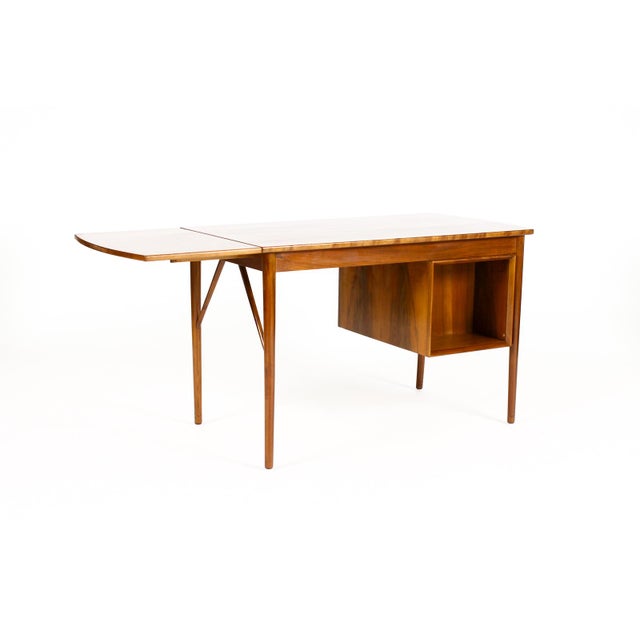 1960s 1960s Danish Modern / Mid Century Walnut Drop Leaf Writing Desk Attributed to Erik Buch for o.d. Møbler For Sale - Image 5 of 12