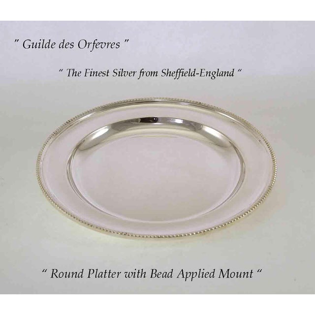 Reference # FC 502. Photo 69 Description: Silver Round Platter 12 in. with Bead Pattern, Applied Border. Pattern : Bead...