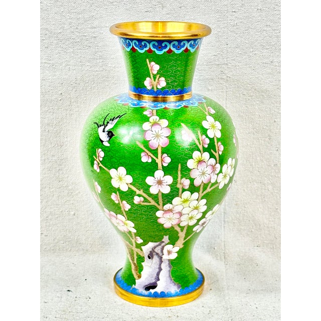 Vintage Green Cloisonné Vase Chairish