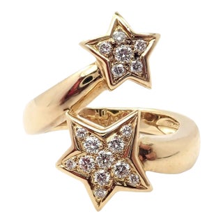 Chanel Comete 18k Yellow Gold Star Diamond Cocktail Ring, size 5.75 For Sale