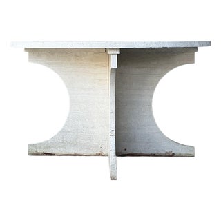 Vintage Boho Travertine Center Hall Table For Sale