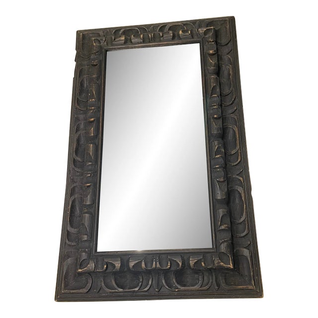 1940s Baroque Wood Shaving Mirror For Sale