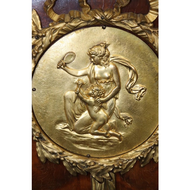 Early 20th Century French Louis XVI Style Marble Top Commode – Bronze Figural Mounts & Walnut Marquetry Sideboard For Sale - Image 9 of 10