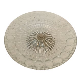 Vintage Italian 1960's Cut Glass Cake Stand With Silverplated Pedestal - Leonard Crystal For Sale