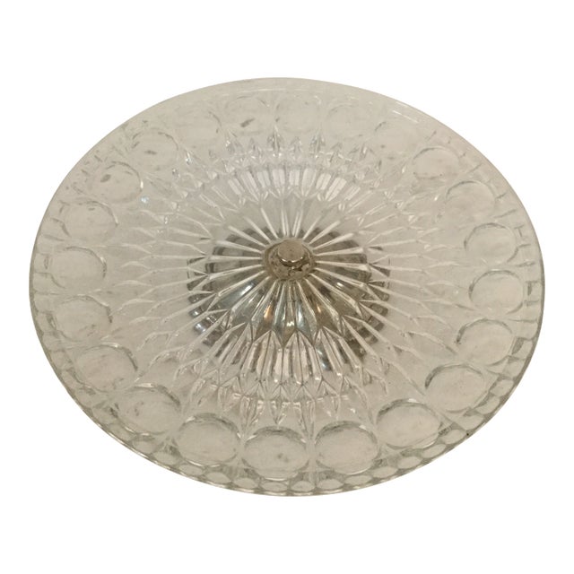 Vintage Italian 1960's Cut Glass Cake Stand With Silverplated Pedestal - Leonard Crystal For Sale