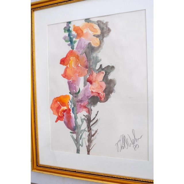 Abstract Abstract Flowers Watercolor Painting Signed For Sale - Image 3 of 8