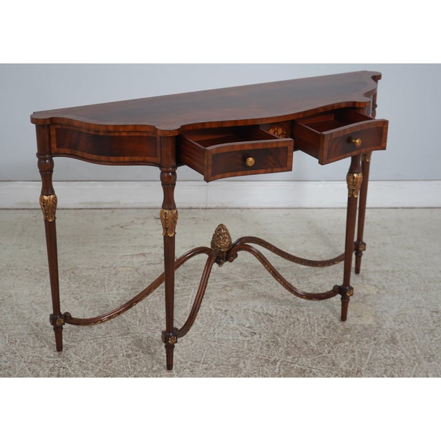 Traditional Maitland Smith 2 Drawer Regency Mahogany Console Table For Sale - Image 3 of 18